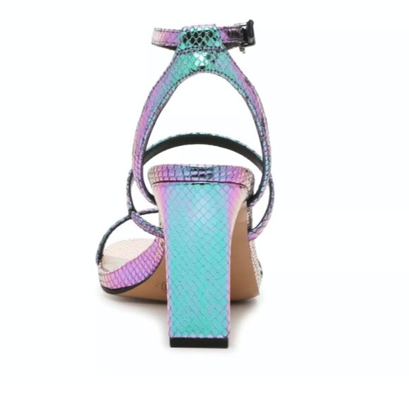 LIKE NEW Mix No. 6 Aliciana Iridescent Purple Snake Heeled Sandal SZ 10 - Picture 11 of 11